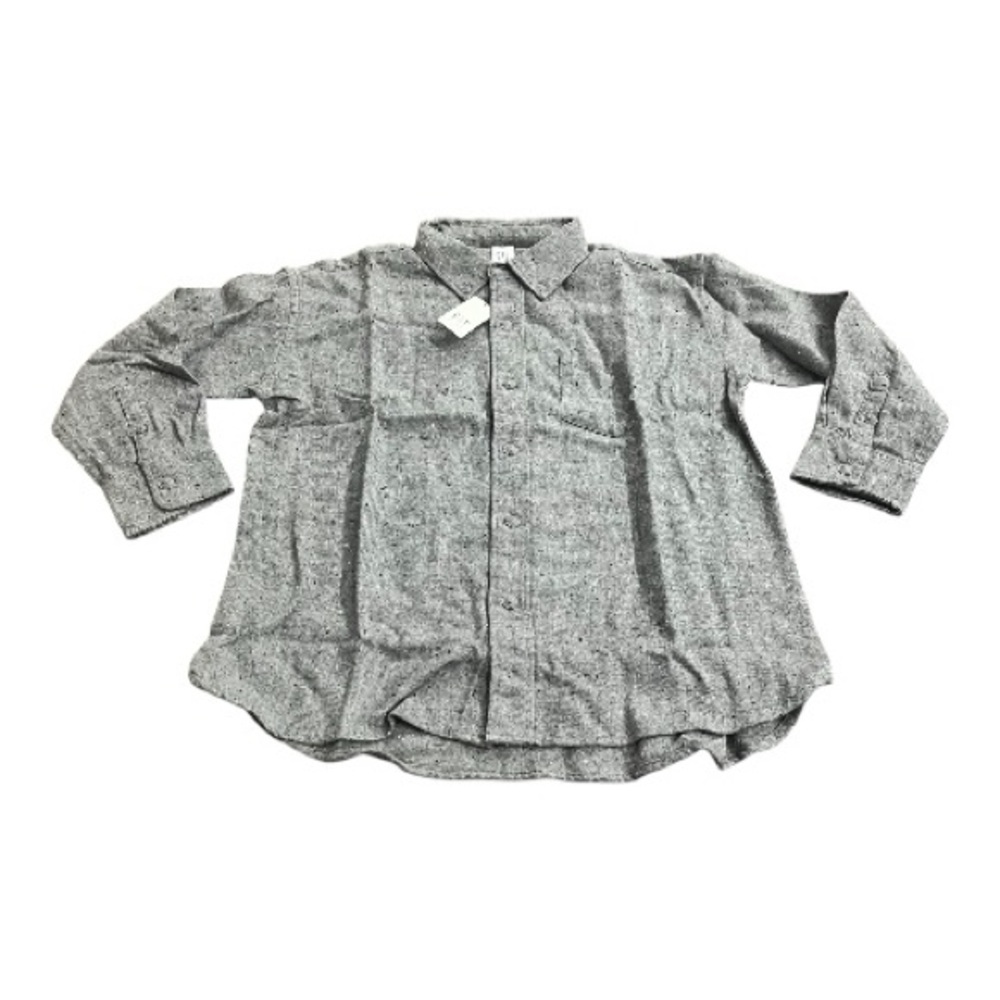 Gap Kids Boys Textured Flannel Shirt, Gray, Long Sleeve, Size Small 6-7, NEW